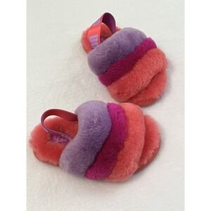 UGG‎ Baby Toddler Kids Fluff Yeah Slide Slippers In Pink Purple Size USA 7 New